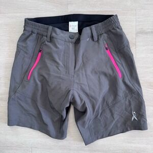 Priessei Gray Athletic Shorts M Pink Zip Pockets Lined Activewear NWT